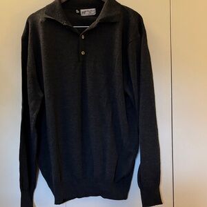 Men's Black Merino Wool Sweater Made in Italy XL